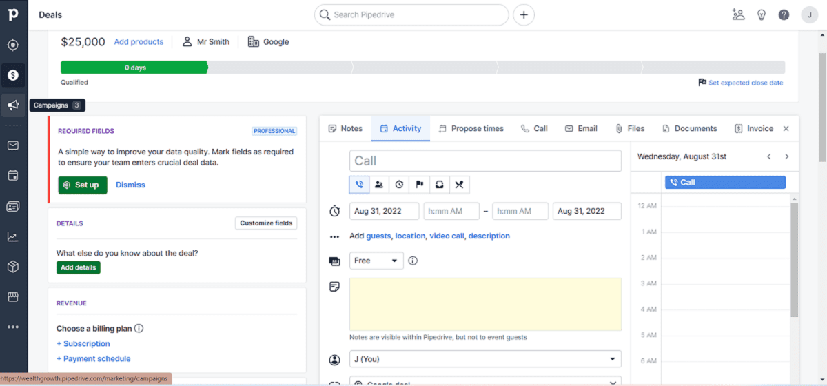 Pipedrive CRM: How To Set Up An Activity