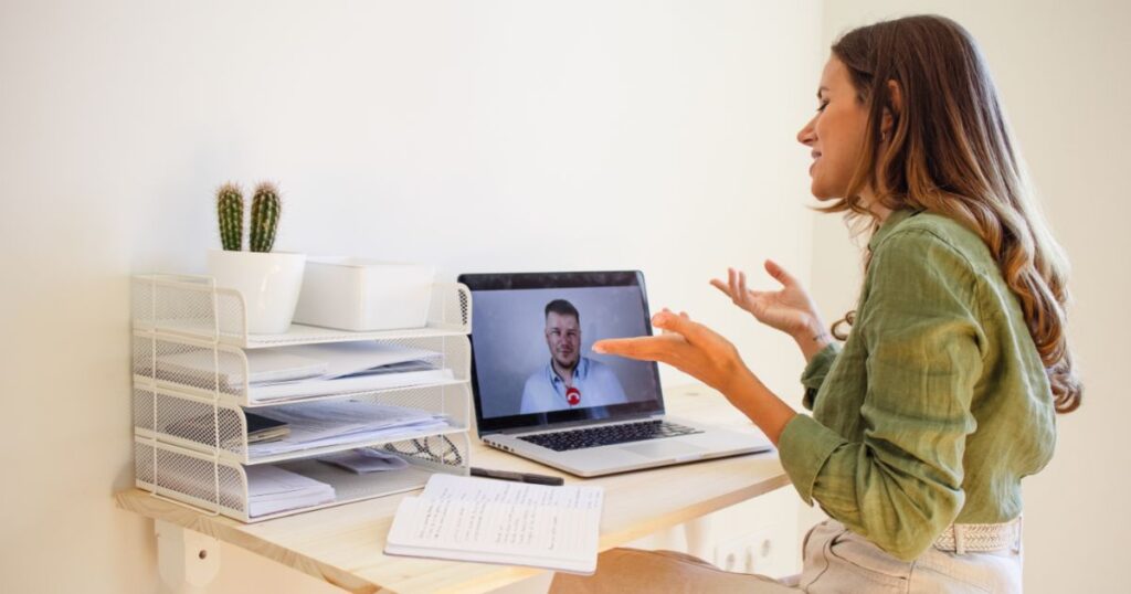 woman in an online meeting